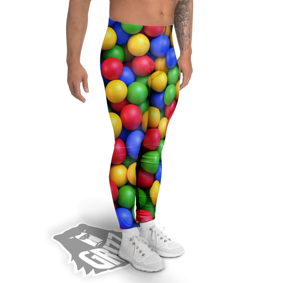 Candy Ball Colorful Print Men's Leggings-grizzshop