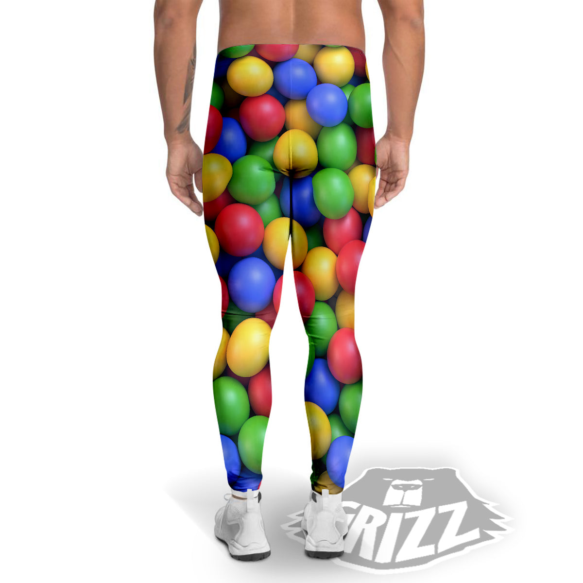 Candy Ball Colorful Print Men's Leggings-grizzshop