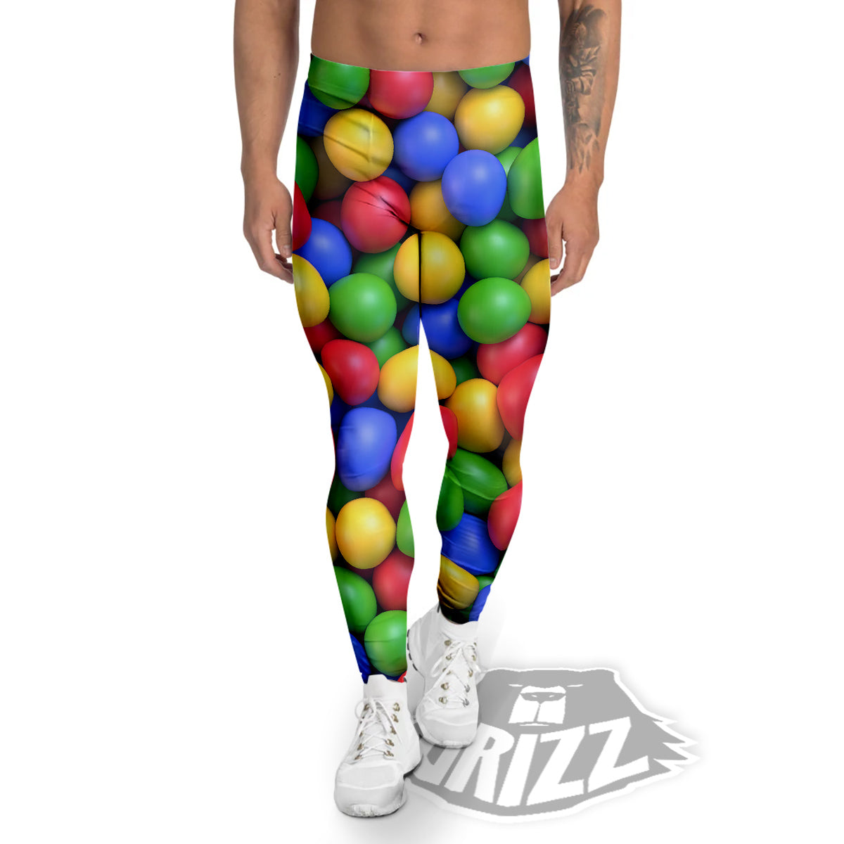 Candy Ball Colorful Print Men's Leggings-grizzshop