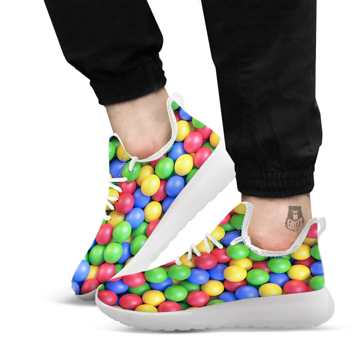 Candy Ball Colorful Print White Athletic Shoes-grizzshop