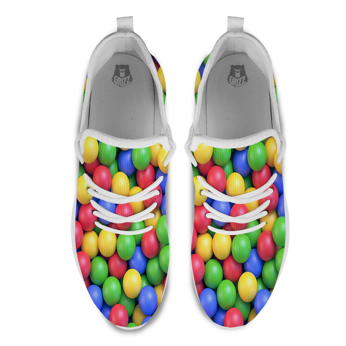 Candy Ball Colorful Print White Athletic Shoes-grizzshop