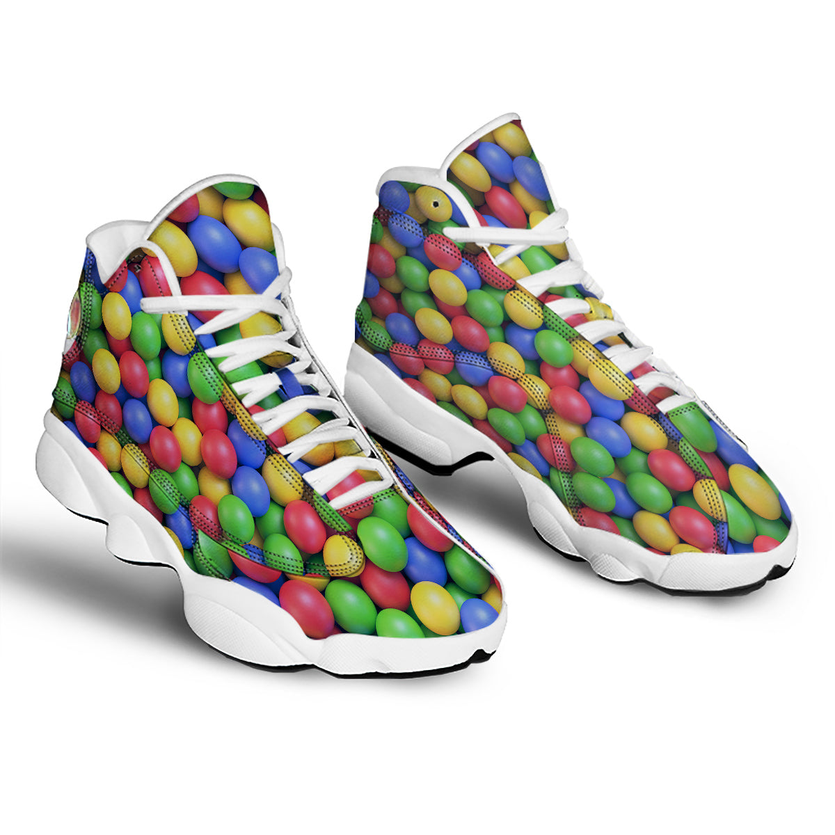Candy Ball Colorful Print White Basketball Shoes-grizzshop