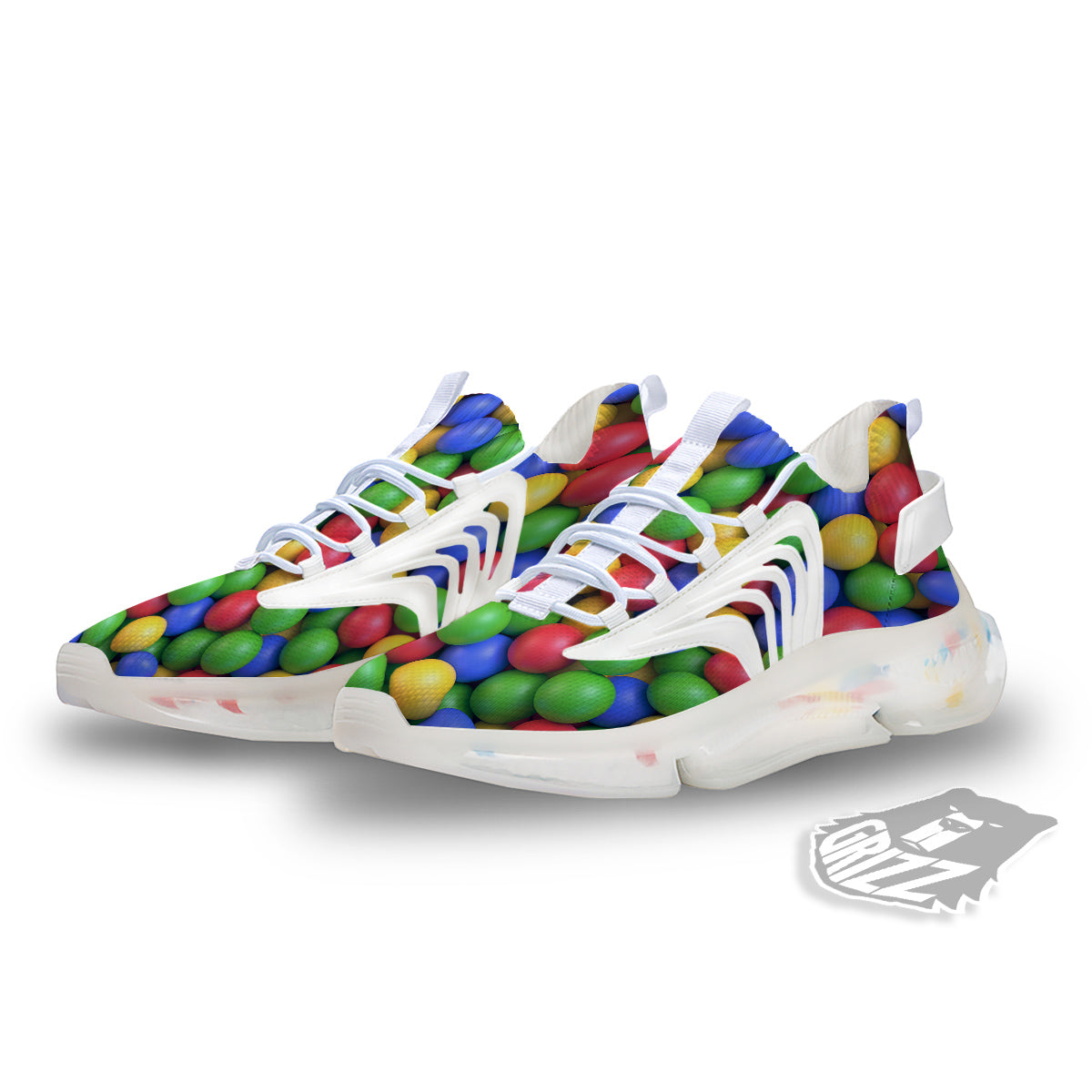 Candy Ball Colorful Print White Gym Shoes-grizzshop