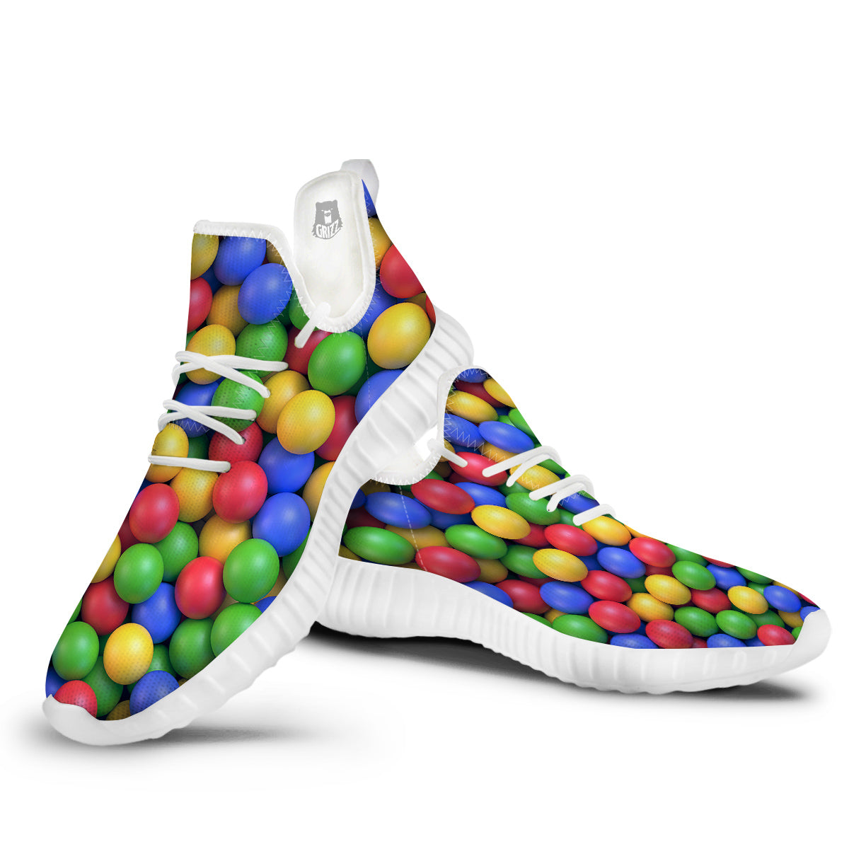 Candy Ball Colorful Print White Walking Shoes-grizzshop
