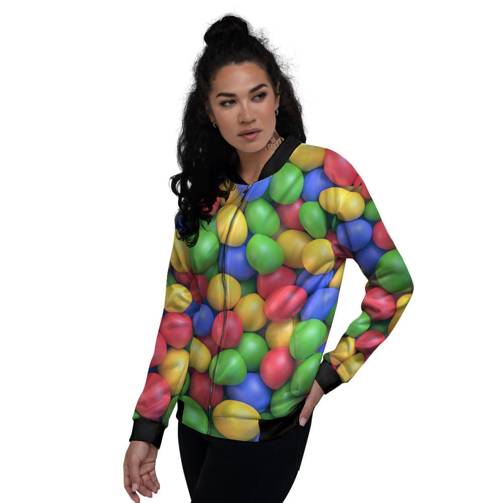 Candy Ball Colorful Print Women's Bomber Jacket-grizzshop