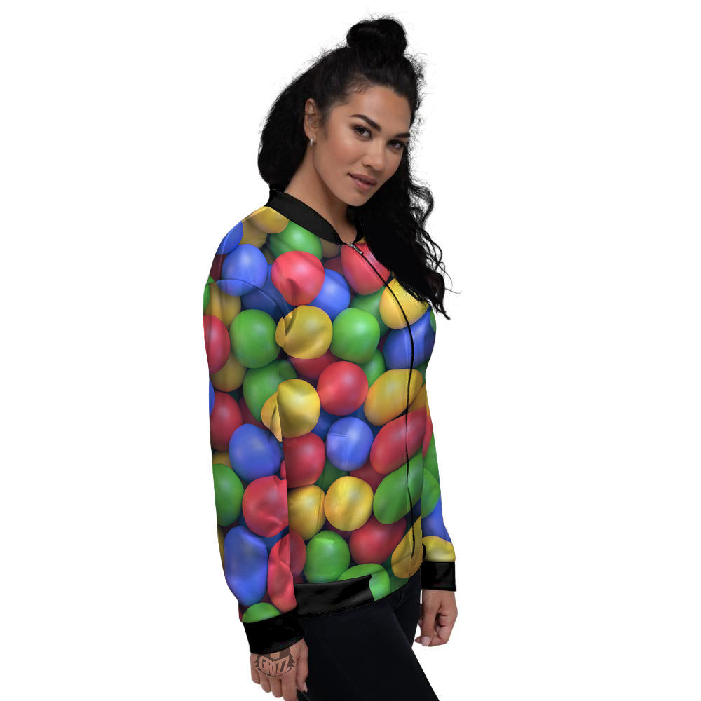 Candy Ball Colorful Print Women's Bomber Jacket-grizzshop