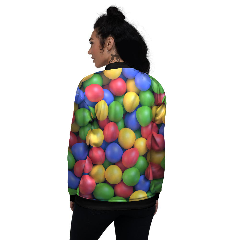 Candy Ball Colorful Print Women's Bomber Jacket-grizzshop