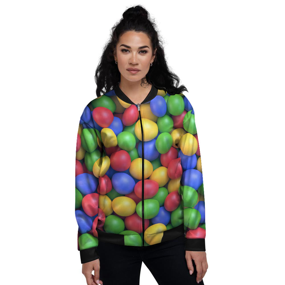 Candy Ball Colorful Print Women's Bomber Jacket-grizzshop