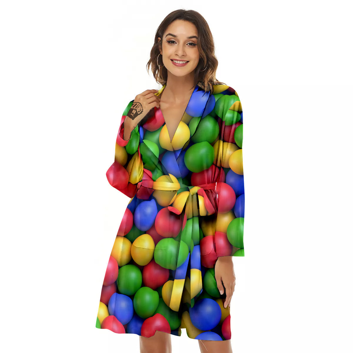 Candy Ball Colorful Print Women's Robe-grizzshop