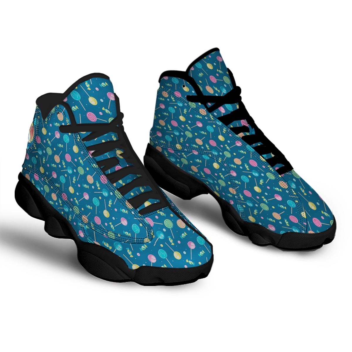 Candy Ball Sweet Print Pattern Black Basketball Shoes-grizzshop