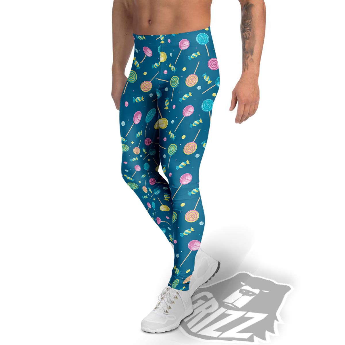 Candy Ball Sweet Print Pattern Men's Leggings-grizzshop