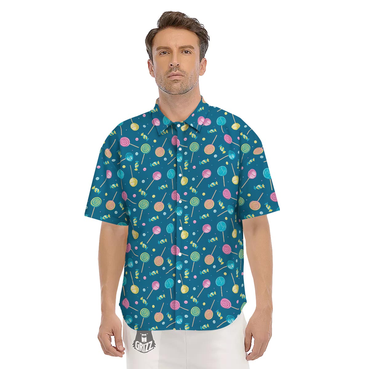 Candy Ball Sweet Print Pattern Men's Short Sleeve Shirts-grizzshop