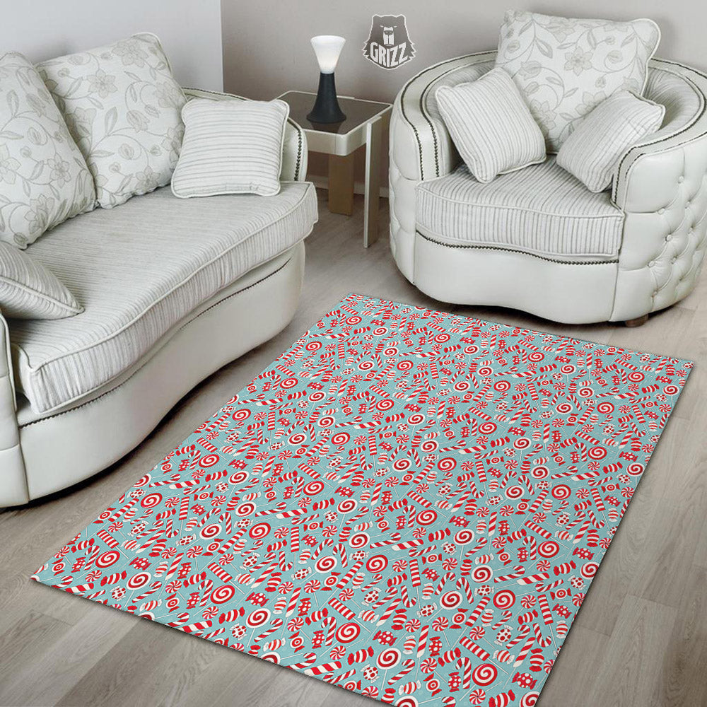 Candy Cane Christmas Print Pattern Floor Mat-grizzshop