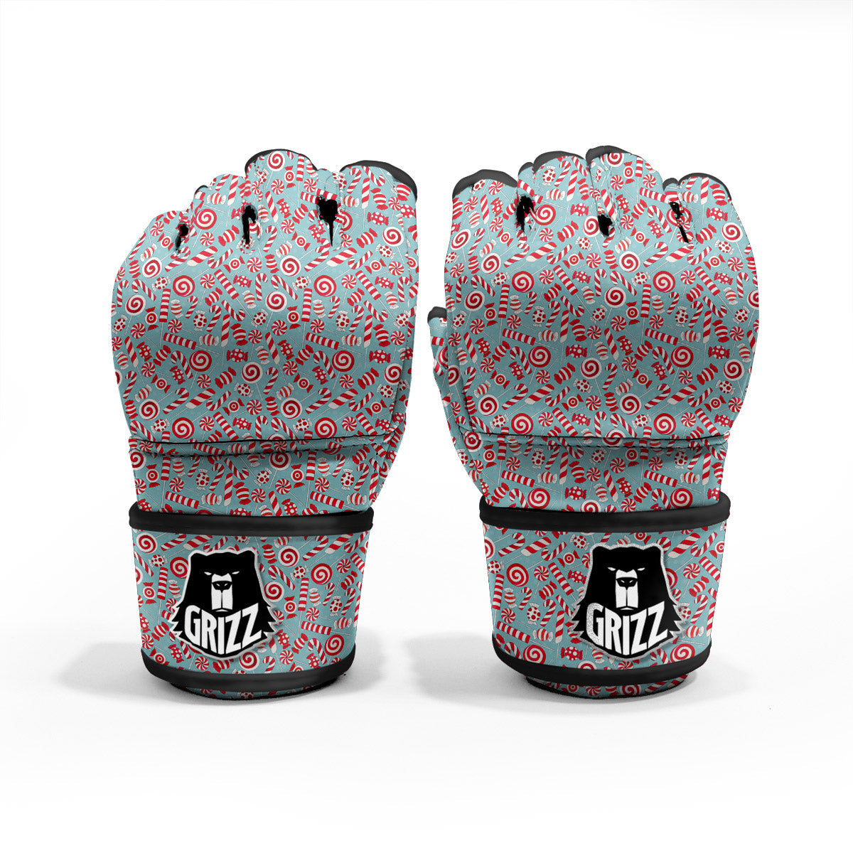 Candy Cane Christmas Print Pattern MMA Gloves-grizzshop