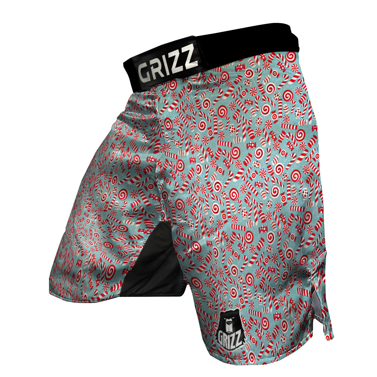 Candy Cane Christmas Print Pattern MMA Shorts-grizzshop
