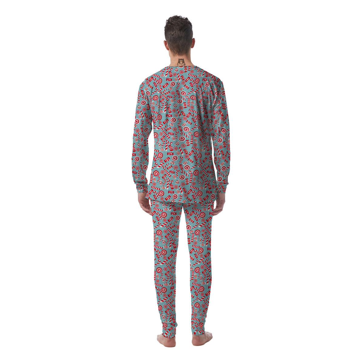 Candy Cane Christmas Print Pattern Men's Pajamas-grizzshop