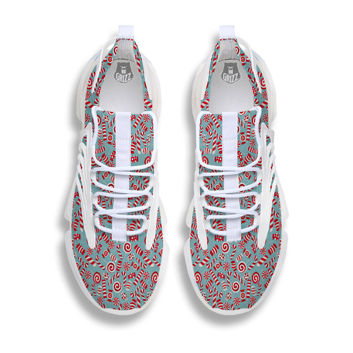 Candy Cane Christmas Print Pattern White Gym Shoes-grizzshop