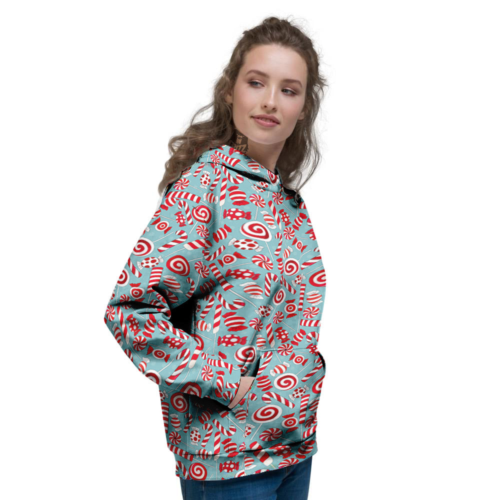 Candy Cane Christmas Print Pattern Women's Hoodie-grizzshop