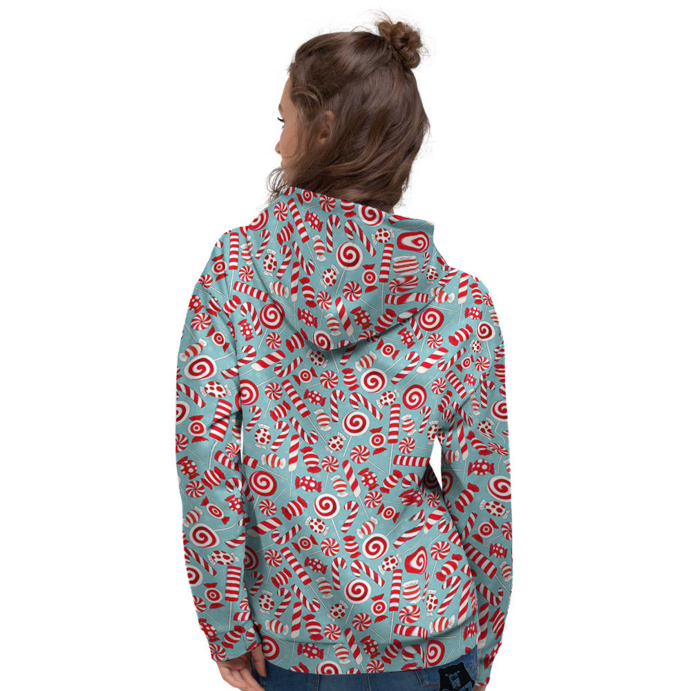 Candy Cane Christmas Print Pattern Women's Hoodie-grizzshop