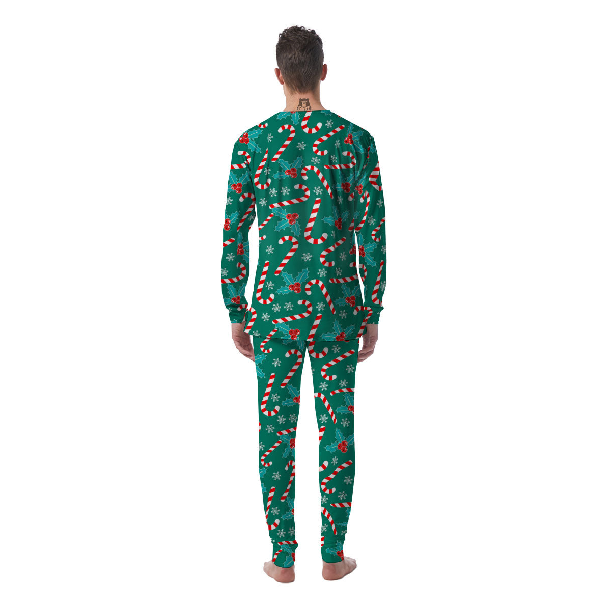 Candy Cane Merry Christmas Print Pattern Men's Pajamas-grizzshop