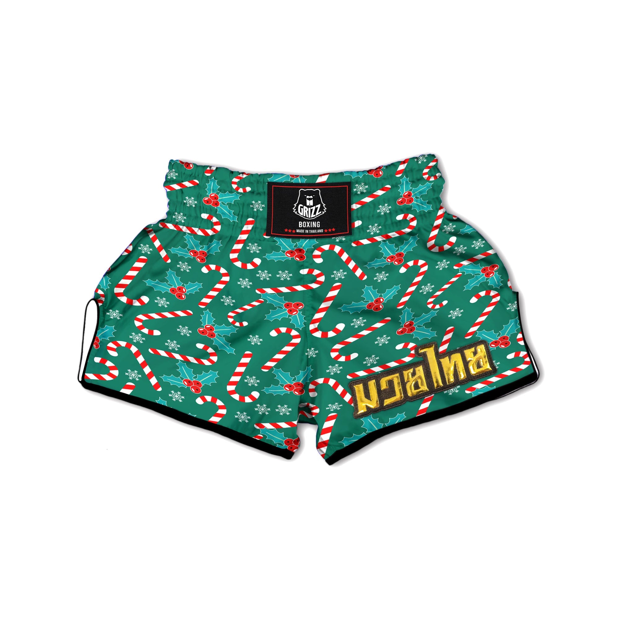 Candy Cane Merry Christmas Print Pattern Muay Thai Boxing Shorts-grizzshop