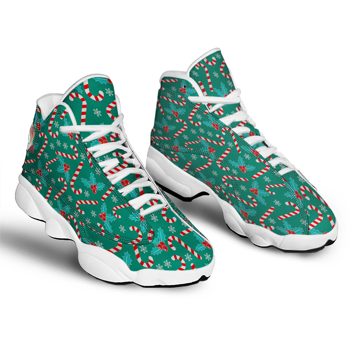 Candy Cane Merry Christmas Print Pattern White Basketball Shoes-grizzshop