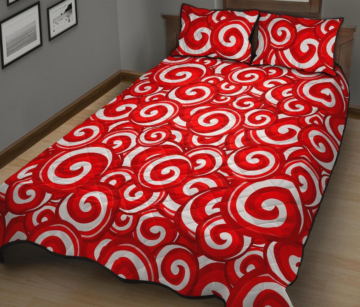 Candy Cane Pattern Print Bed Set Quilt-grizzshop