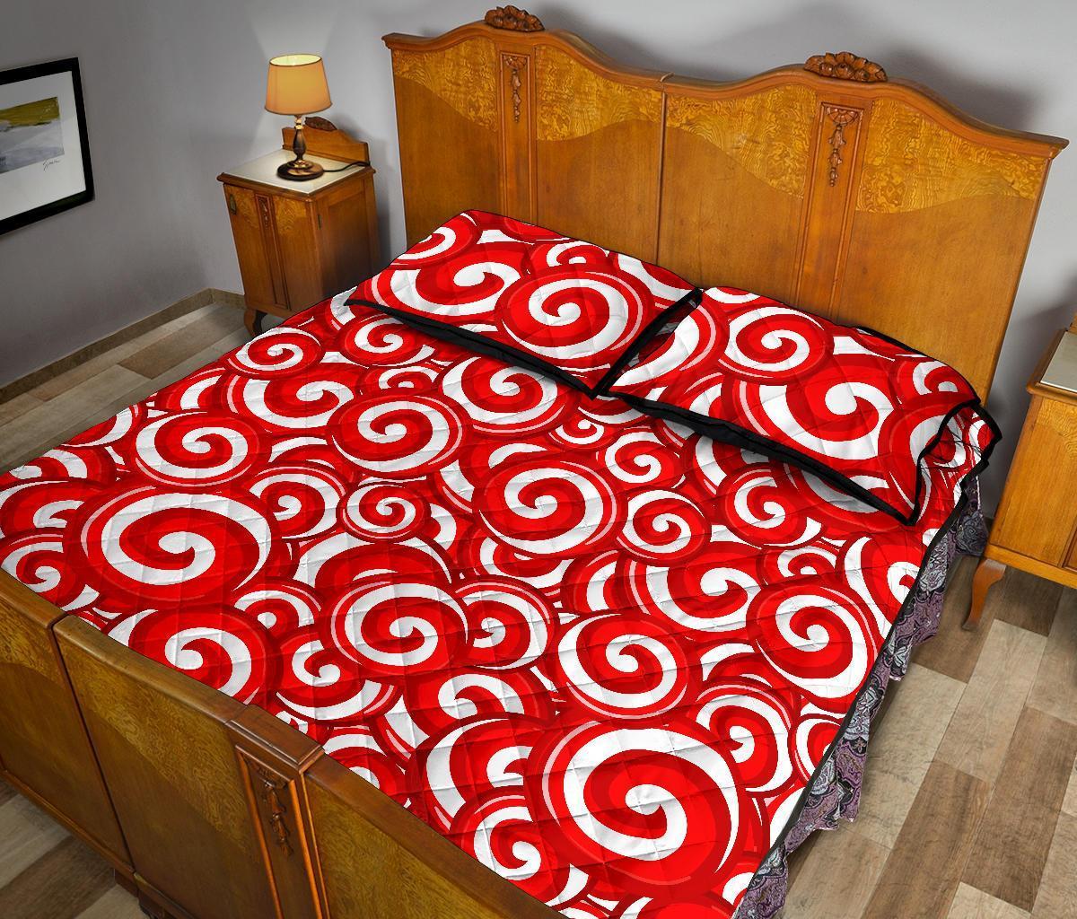 Candy Cane Pattern Print Bed Set Quilt-grizzshop