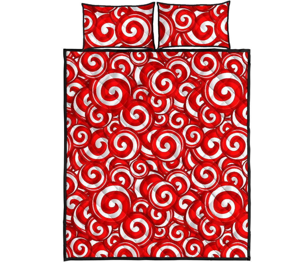 Candy Cane Pattern Print Bed Set Quilt-grizzshop