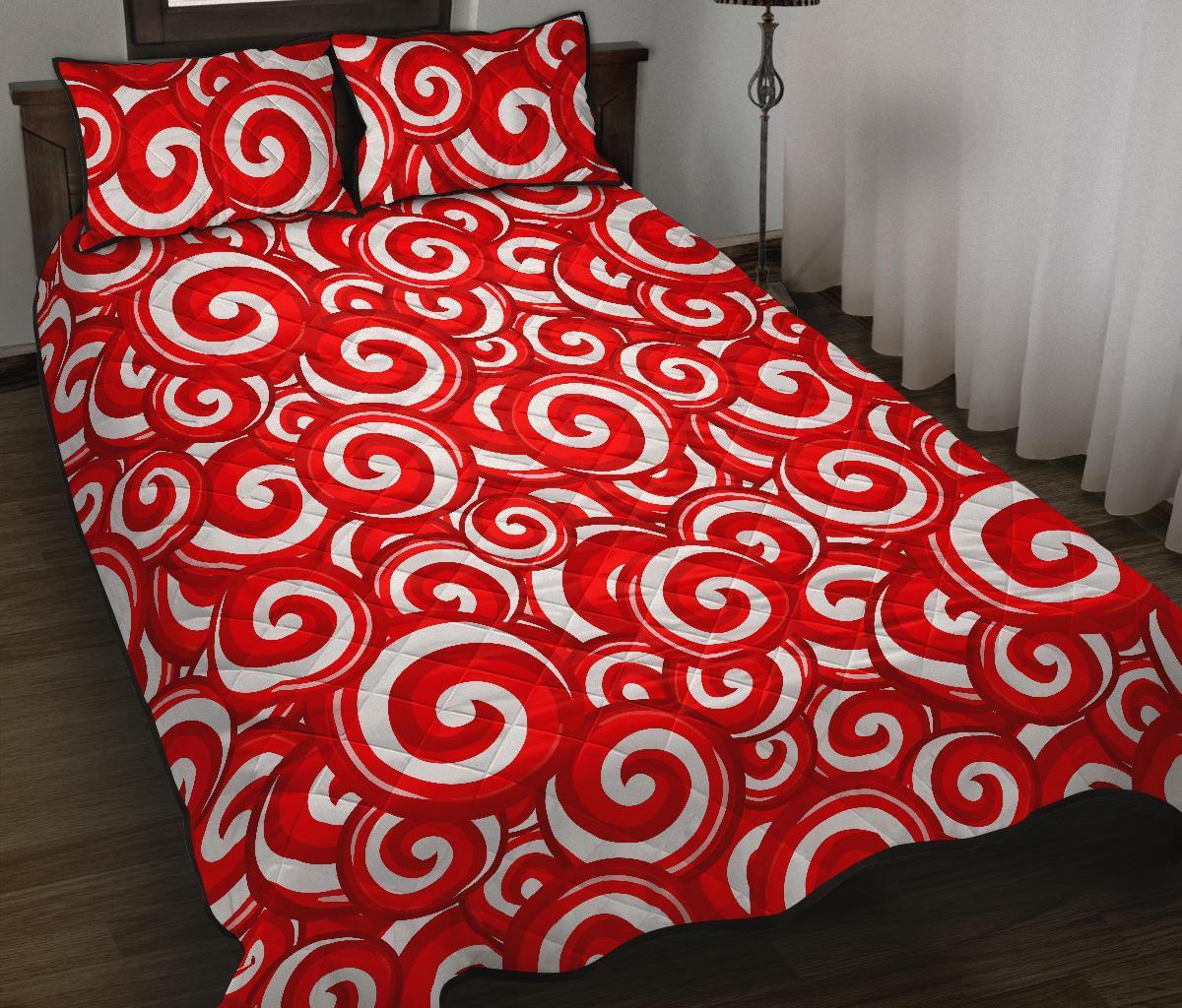 Candy Cane Pattern Print Bed Set Quilt-grizzshop