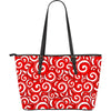 Candy Cane Pattern Print Leather Tote Bag-grizzshop