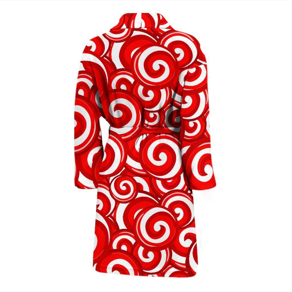 Candy Cane Pattern Print Men Long Robe-grizzshop