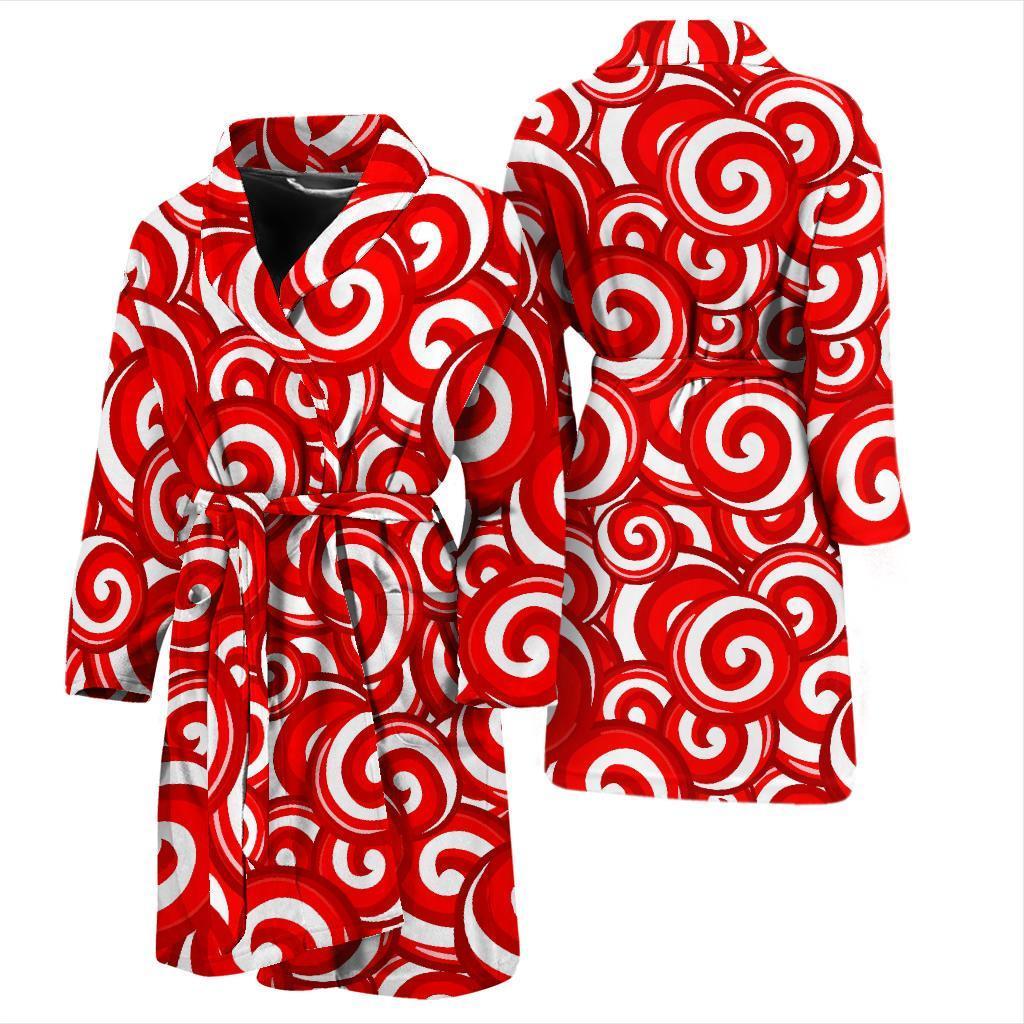 Candy Cane Pattern Print Men Long Robe-grizzshop