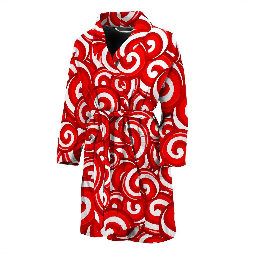 Candy Cane Pattern Print Men Long Robe-grizzshop