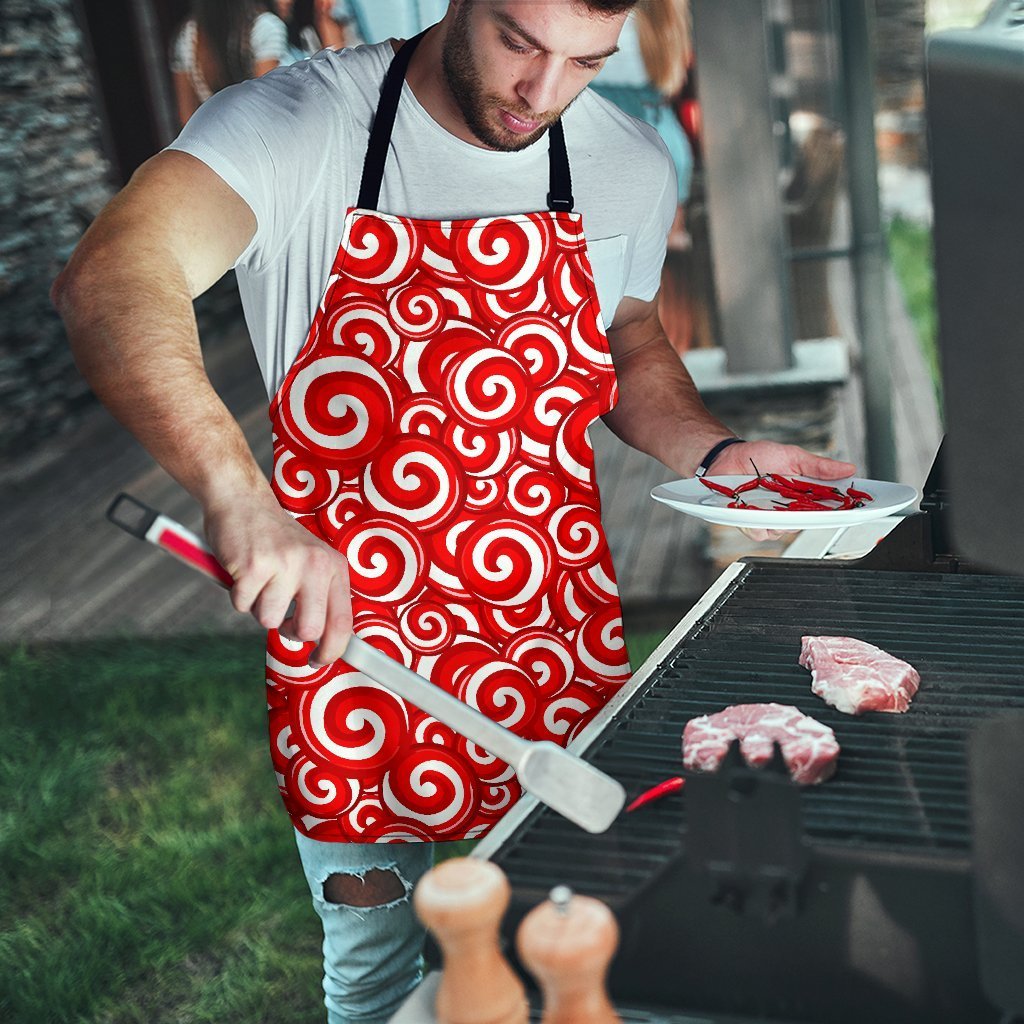 Candy Cane Pattern Print Men's Apron-grizzshop