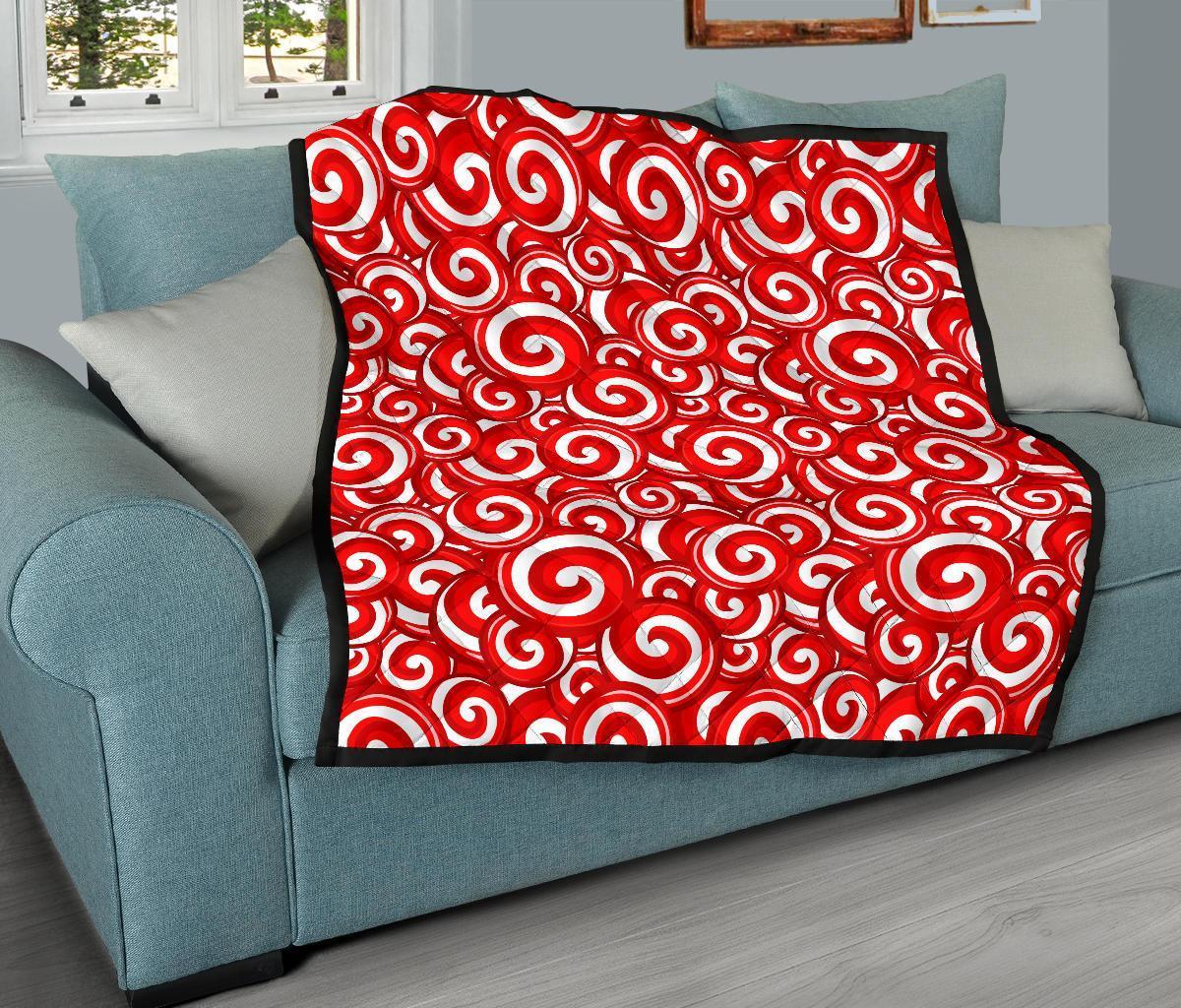 Candy Cane Pattern Print Quilt-grizzshop