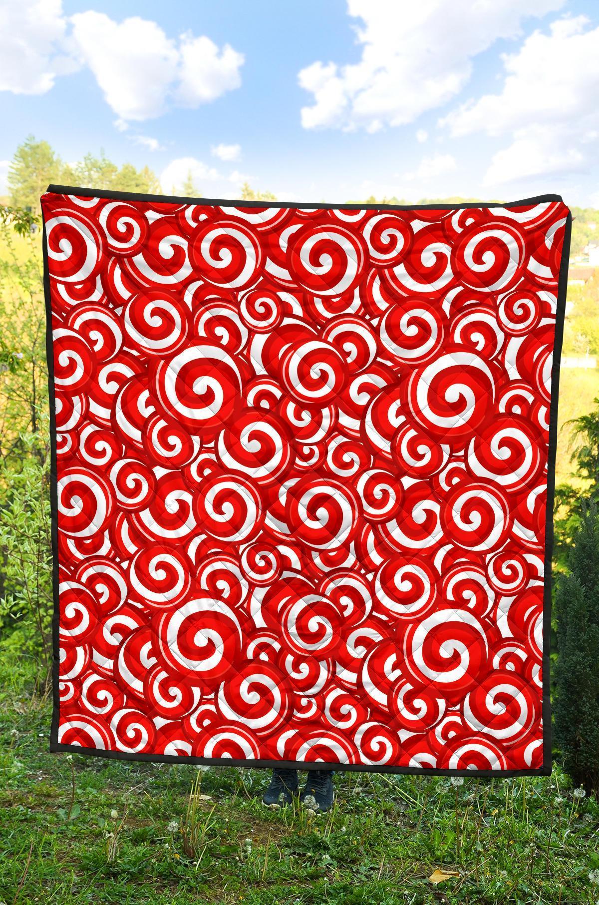 Candy Cane Pattern Print Quilt-grizzshop