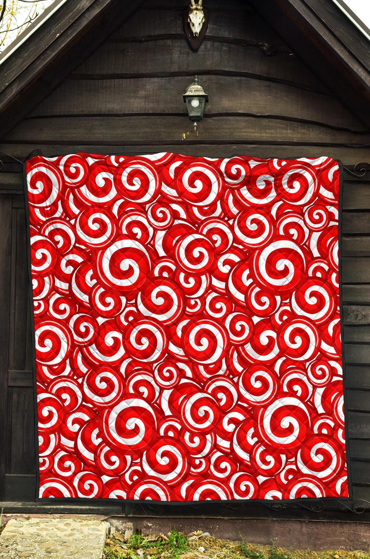 Candy Cane Pattern Print Quilt-grizzshop