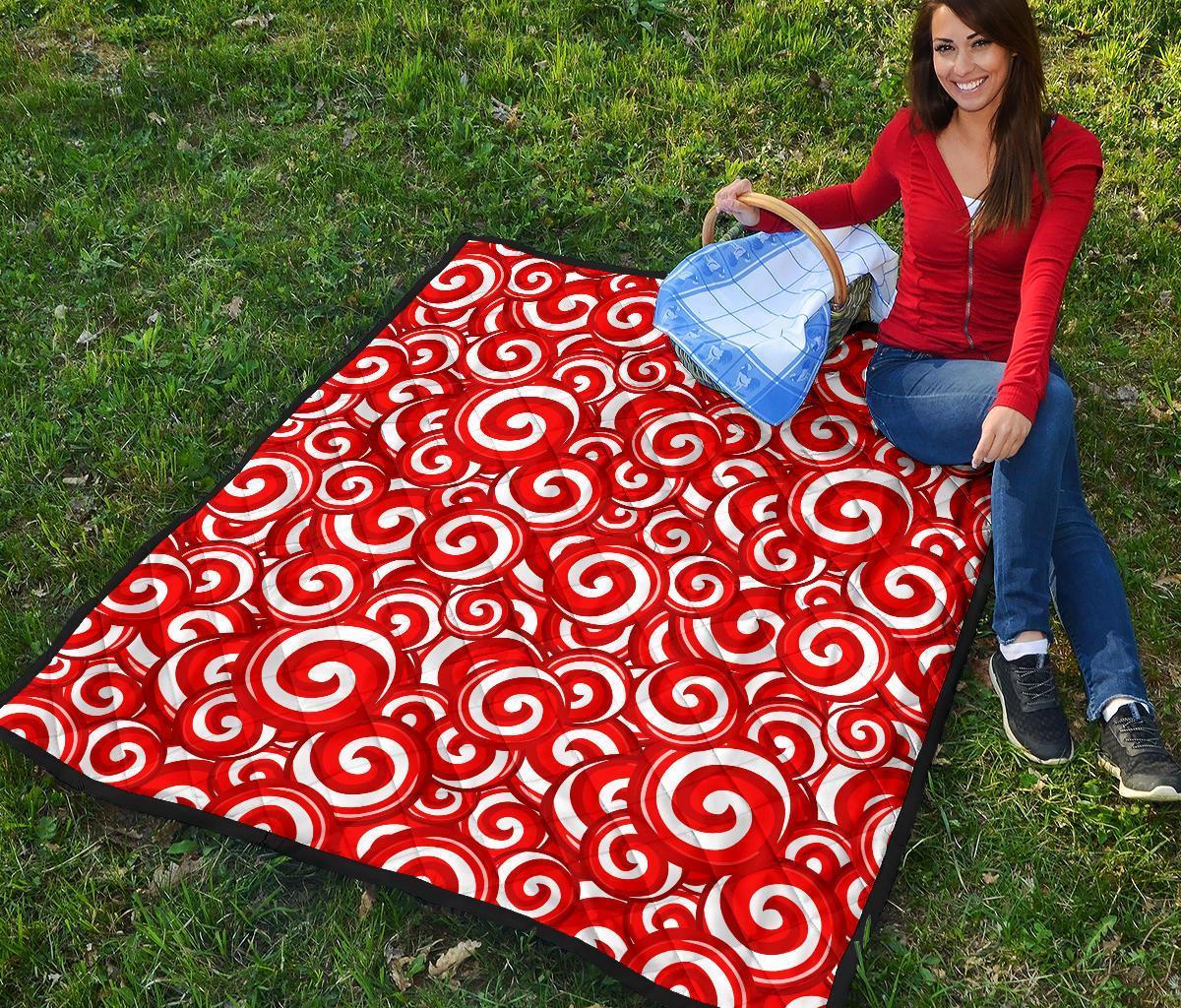 Candy Cane Pattern Print Quilt-grizzshop