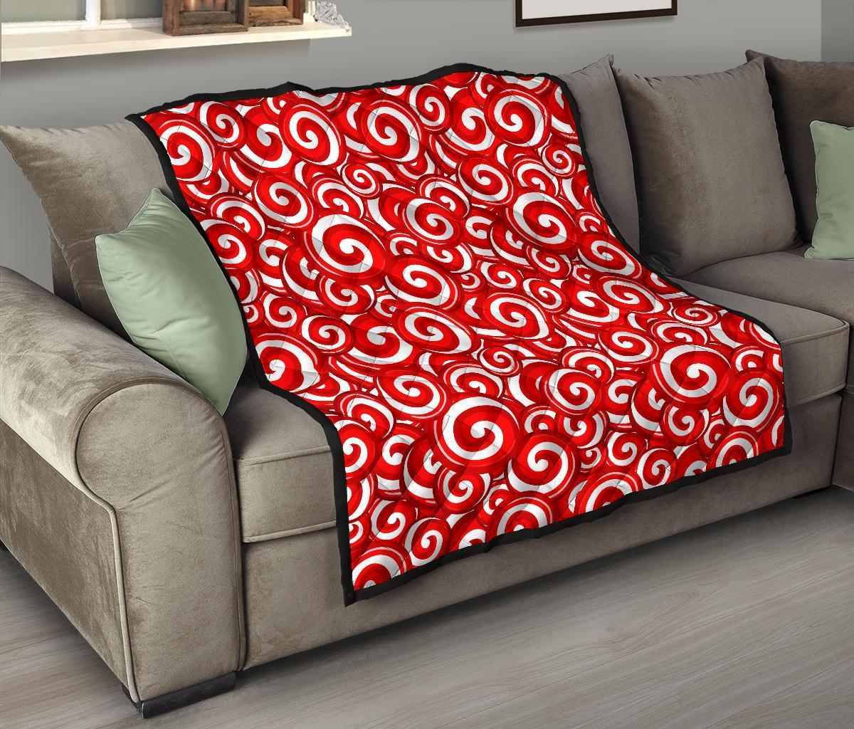 Candy Cane Pattern Print Quilt-grizzshop