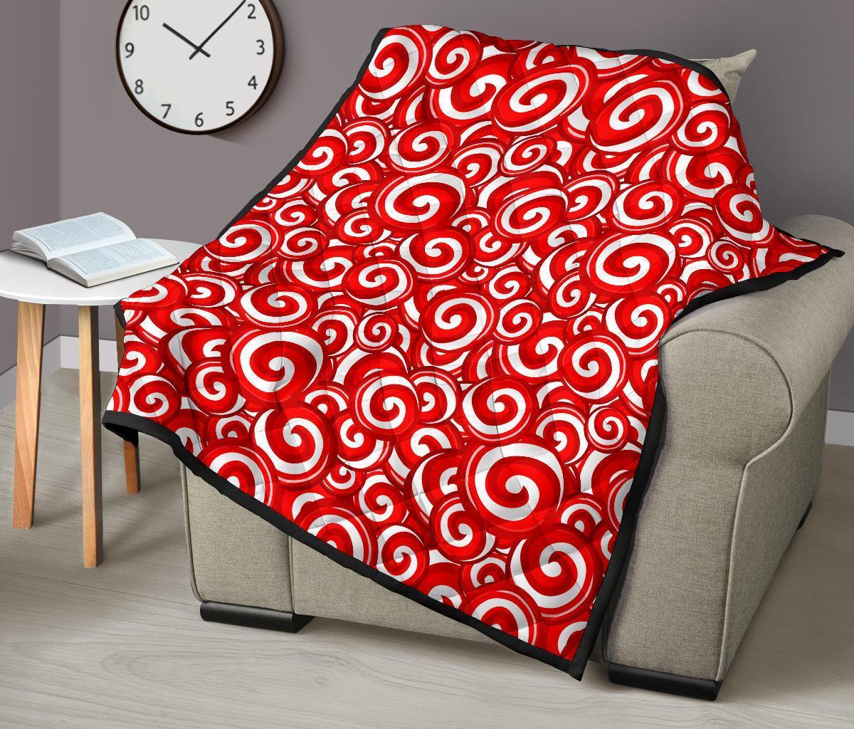 Candy Cane Pattern Print Quilt-grizzshop