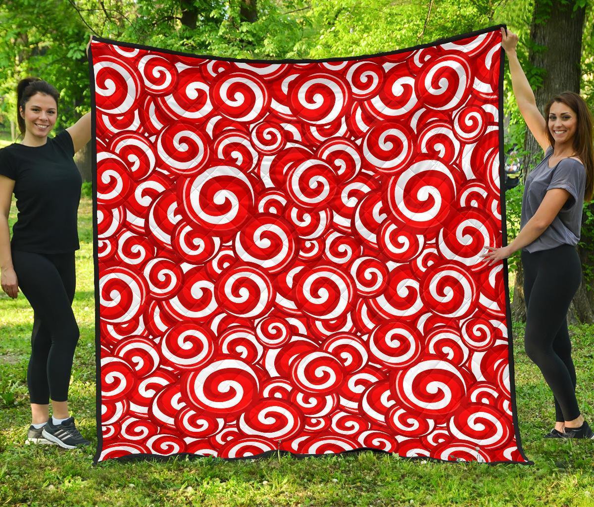 Candy Cane Pattern Print Quilt-grizzshop