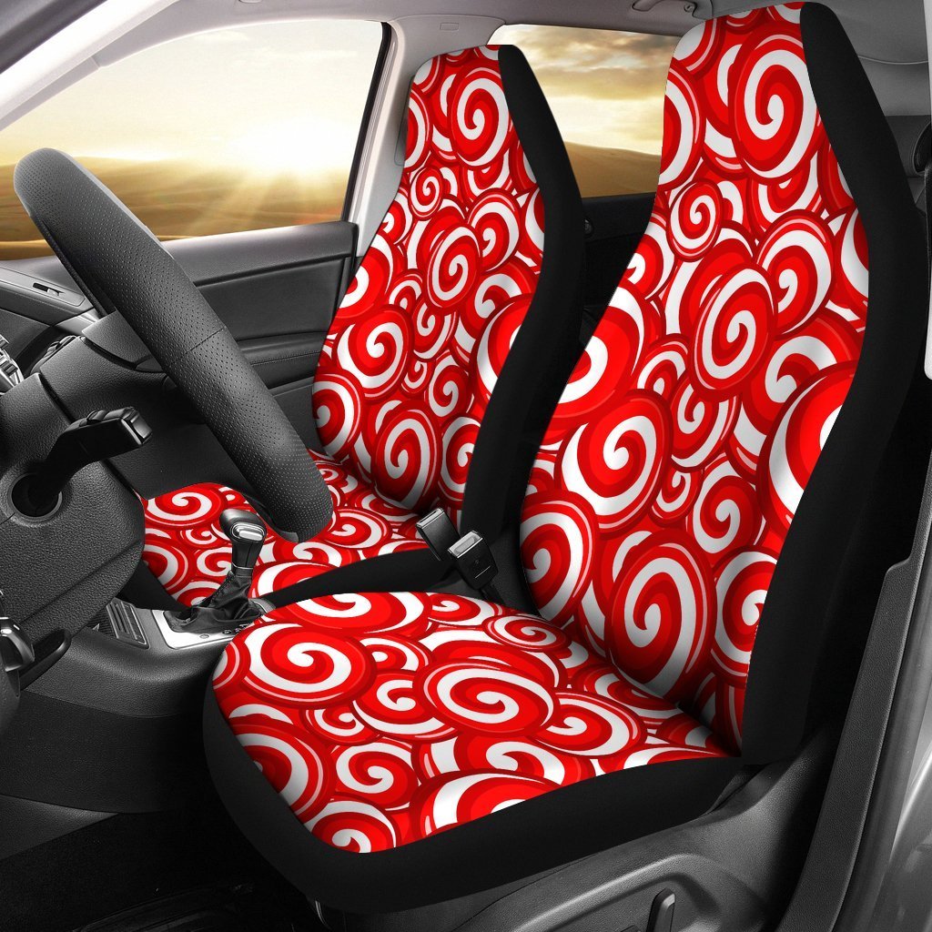 Candy Cane Pattern Print Universal Fit Car Seat Covers-grizzshop