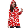 Candy Cane Pattern Print Women Hoodie Dress-grizzshop