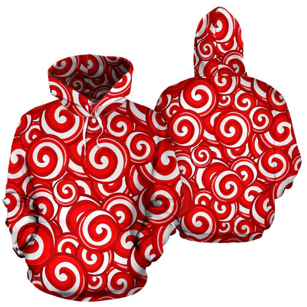 Candy Cane Pattern Print Women Men Pullover Hoodie-grizzshop