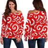 Candy Cane Pattern Print Women Off Shoulder Sweatshirt-grizzshop