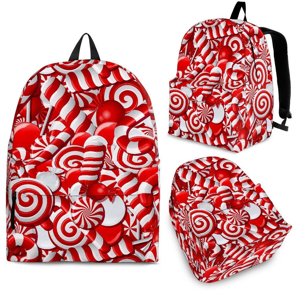 Candy Cane Print Pattern Backpack-grizzshop