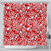 Candy Cane Print Pattern Bathroom Shower Curtain-grizzshop