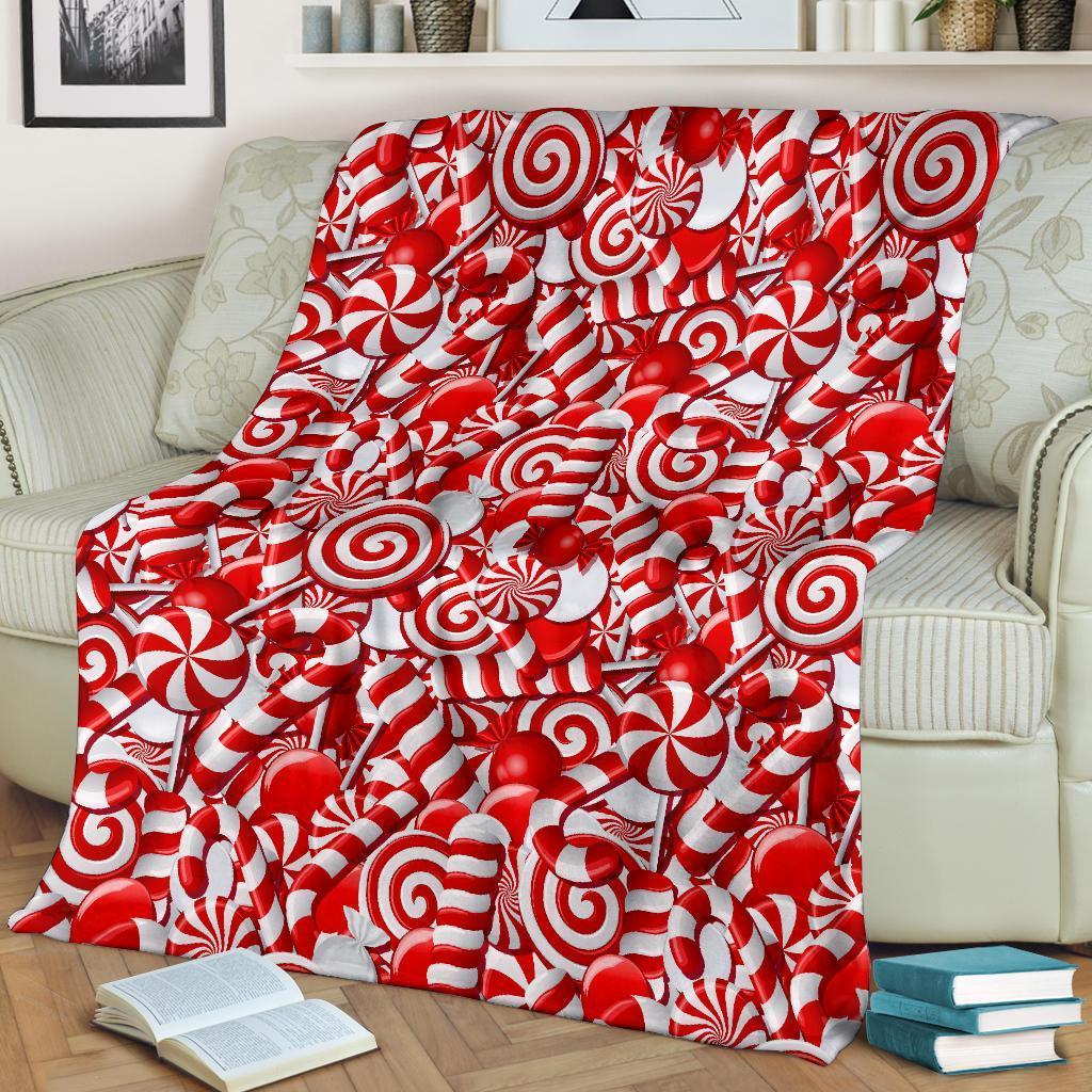 Candy Cane Print Pattern Blanket-grizzshop