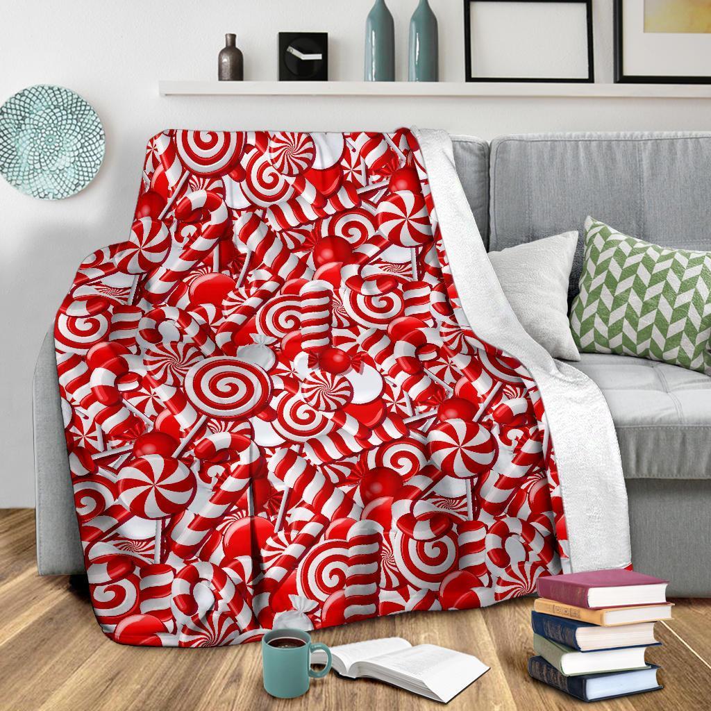 Candy Cane Print Pattern Blanket-grizzshop